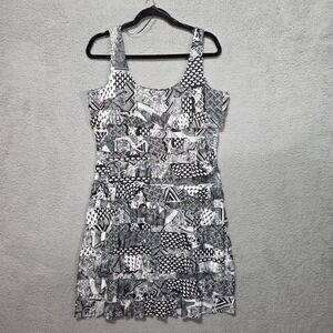 Tango Mango‎ Black White Summer Dress Size Large Tiered Ruffles Stretch
